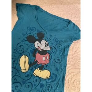 Disney Minnie Mouse V-Neck Top – Teal Graphic Women’s Size Small